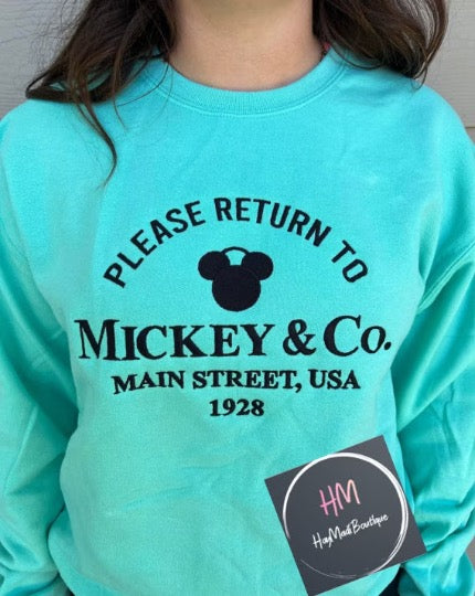 Please Return to Mickey and Co Main Street USA Sweatshirt